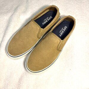 Sperry Striper II Twin Gore Men's 9.5 Tan Suede Slip On Sneakers Leather